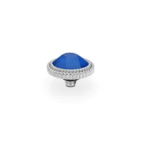 QUDO Interchangeable Fabero Flat 10mm Silver Ring Topper shown in Royal Blue.