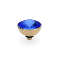 QUDO Interchangeable Bottone 11.5mm Gold Ring Topper shown in Sapphire.