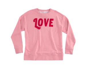 pink "love" sweatshirt