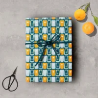 Mid-century modern gift wrap design.