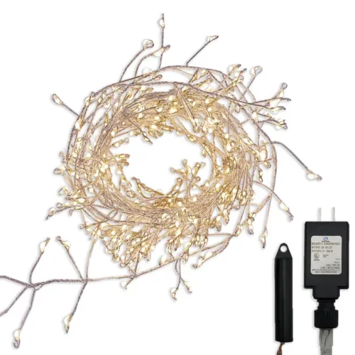 Warm white fairy lights with power adapter.