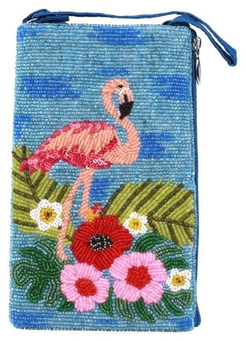 Beaded flamingo crossbody purse.