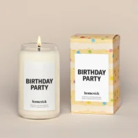 Homesick Birthday Party candle in jar.