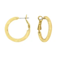 Gold clip-on hoop earrings.