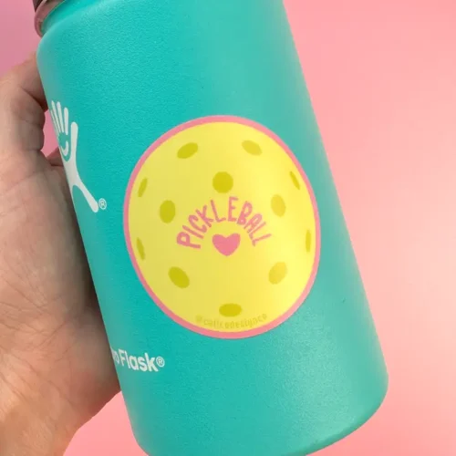 Teal pickleball Hydro Flask bottle.