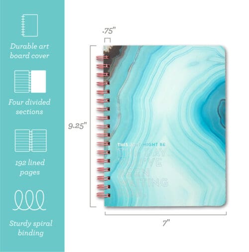 Teal agate planner, 192 lined pages.