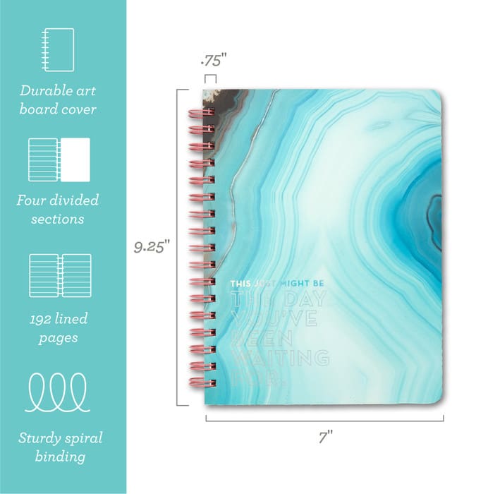 Teal agate planner, 192 lined pages.