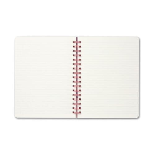 Open spiral-bound notebook, blank pages.