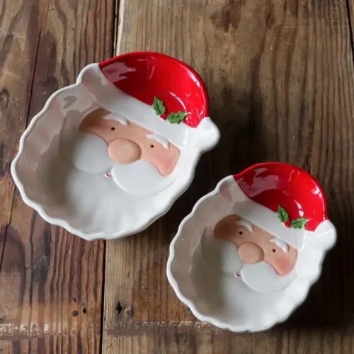 Santa Claus shaped Christmas bowls.
