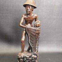 MonkeyPod Carved Rosewood Fisherman