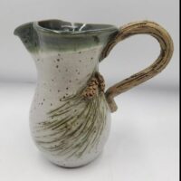 Signed Pottery Pitcher (Green and Black)