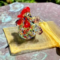 Glass Rooster Sitter