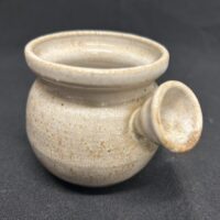 Speckled Cream Stoneware Pot w/ cone handle