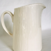 Country White Ribbed Ceramic Pitcher 7.5"