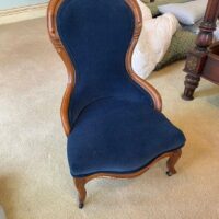 Blue Velvet Slipper Chair