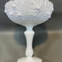 Fenton Rose Milk Glass Compote