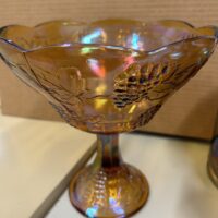 Amber Marigold Grape Harvest Indiana Glass Compote