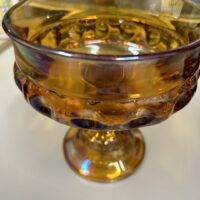 Carnival Glass Amber Crown & Thumbprint Compote