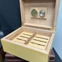 Cigar Humidor w/ Humidifier & Hygrometer-Blonde