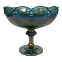 Indiana Glass Iridescent Blue Carnival Garland Frosted compote