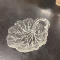 60s Indiana Glass Cabbage Pebble Leaf Nappy Dish