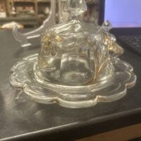 Vintage Covered Glass Butter Dish