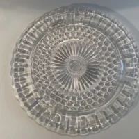 Federal Glass Dots & Daisy Footed Cake Plate