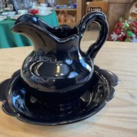 Frankoma Black Pitcher & Basin