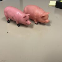 Vintage Celluloid Pig Toys- pair