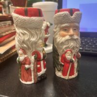 Old-World Santa Pair of Ceramic Taper Holders