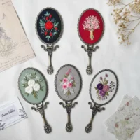 Embroidered Folding Hand-Mirror: Oval