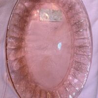 Floral Pink depression glass platter (1932-1935)