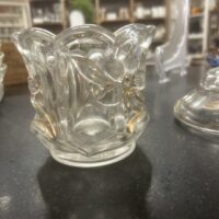 Vintage Pressed Glass Floral Votive