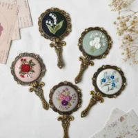 Embroidered Folding Mirror- Round