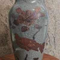 Japanese Crackle Vase (decorative only- hole drilled in bottom)