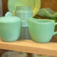 Fire King Jadite "Jane Ray" Sugar and Creamer