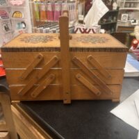 1960s Wood Accordion Sewing Box
