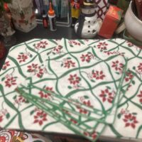 White Linen Placemats with Poinsettias & Matching Linen Napkins (set of 4)