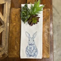 Blue Chinoiserie Bunny Towel