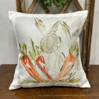 Bunny w Carrots Throw Pillow