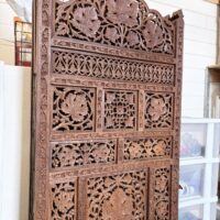Handcarved Teak 4-Panel Folding Screen