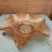 Antique 1914 Fenton Marigold "Cherry Chain" Ruffle Dish