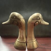 MCM Brass Mallard Head Bookends