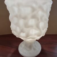 E.O. Brody Co Crinkle Milk Glass Pedestal Vase