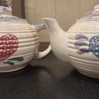 97 Heritage Pottery Spongeware "Heart Love" Tea Pot Creamers