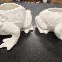 White Ceramic Frog Planter