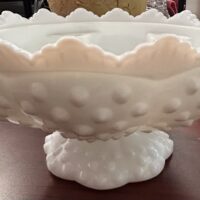 Fenton Milk Glass Hobnail Candle Bowl