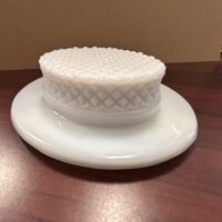Westmoreland Straw Skimmer Hat Milk Glass Ashtray