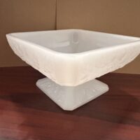 E.O. Brody Co. Milk Glass Pedestal Candy Dish- Acorn & Leaf