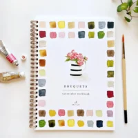 Watercolor Workbook w/ Paint Palette: Bouquets